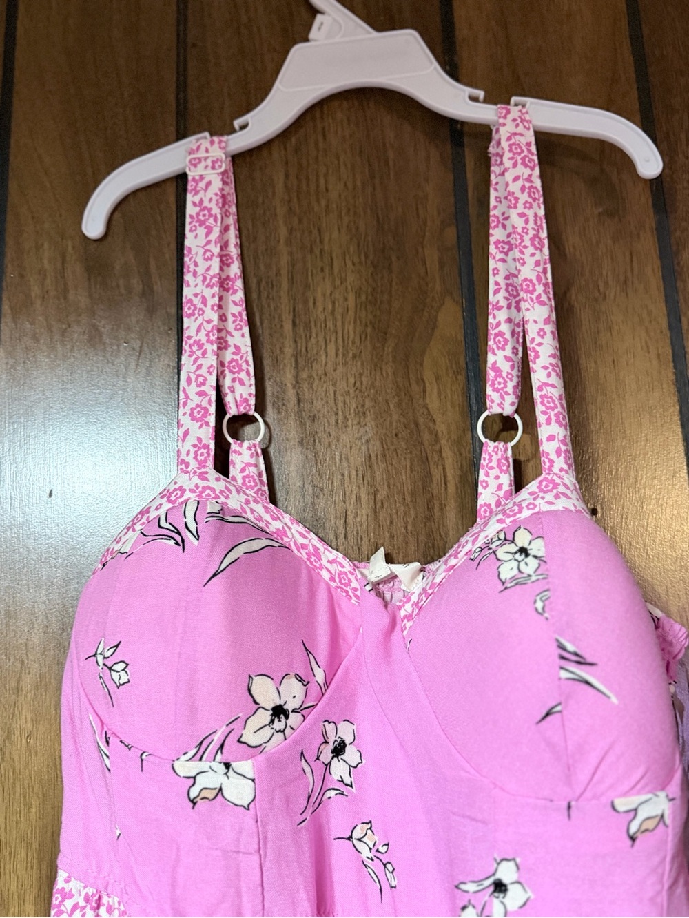 Pink Floral Maxi Dress with Spaghetti Straps - Picture 6 of 11